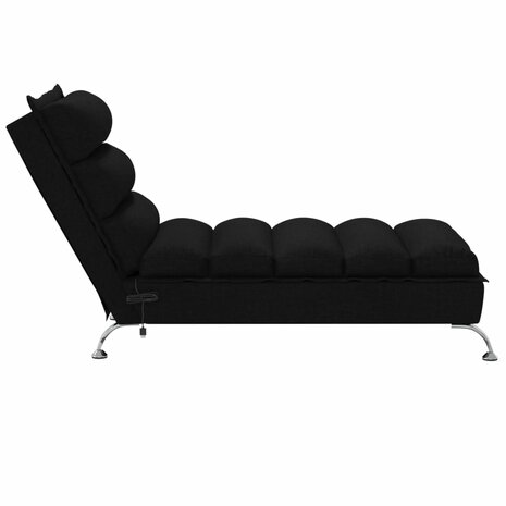 Massage chaise longue met kussens stof zwart 5