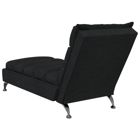 Massage chaise longue met kussens stof zwart 6