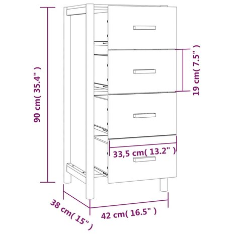 Hoge kast 42x38x90 cm bewerkt hout wit 9