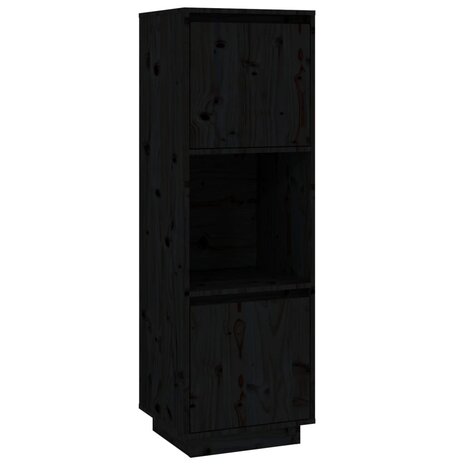 Hoge kast 38x35x117 cm massief grenenhout zwart 2