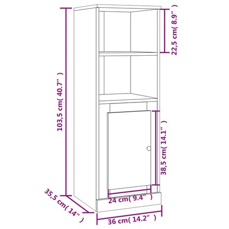 Hoge kast 36x35,5x103,5 cm bewerkt hout grijs sonoma eikenkleur 10