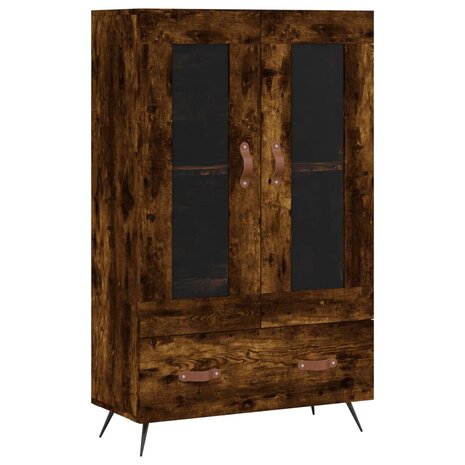 Hoge kast 69,5x31x115 cm bewerkt hout gerookt eikenkleurig 2