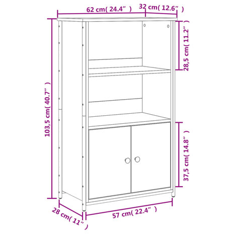 Hoge kast 62x32x103,5 cm bewerkt hout gerookt eikenkleurig 10