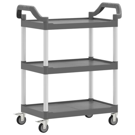 Trolley 3-laags 81x41x92 cm aluminium grijs 2