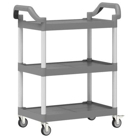 Trolley 3-laags 81x41x92 cm aluminium grijs 6