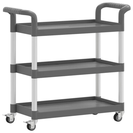 Trolley 3-laags 77x34x72 cm aluminium grijs 2