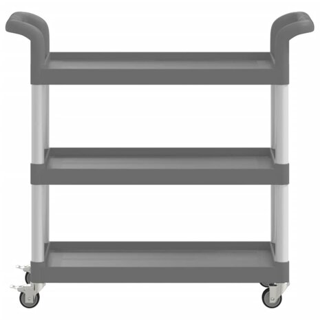 Trolley 3-laags 77x34x72 cm aluminium grijs 4