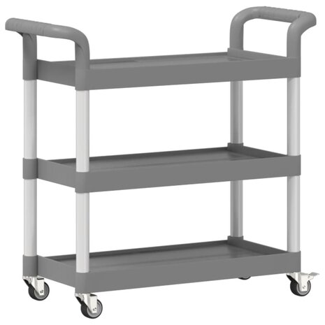 Trolley 3-laags 77x34x72 cm aluminium grijs 6