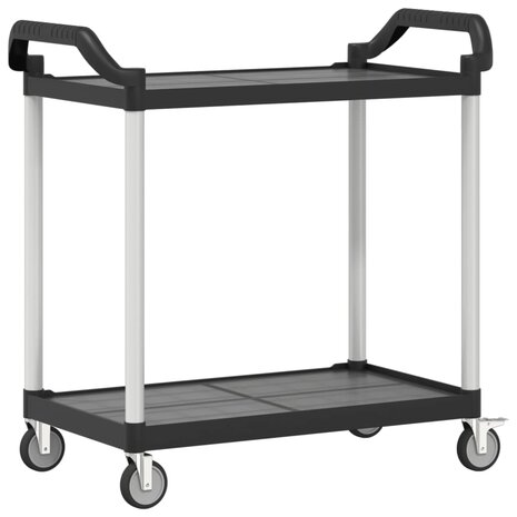 Trolley 2-laags 99x50x97 cm aluminium zwart 6