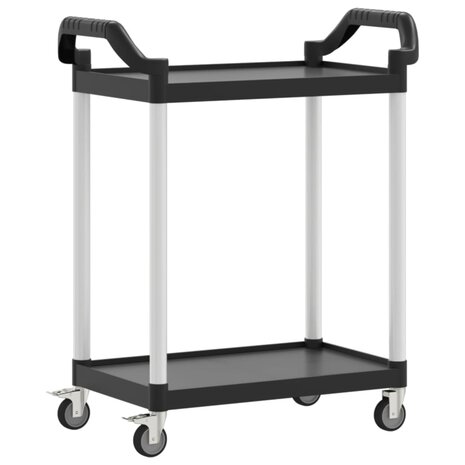 Trolley 2-laags 81x41x92 cm aluminium zwart 2