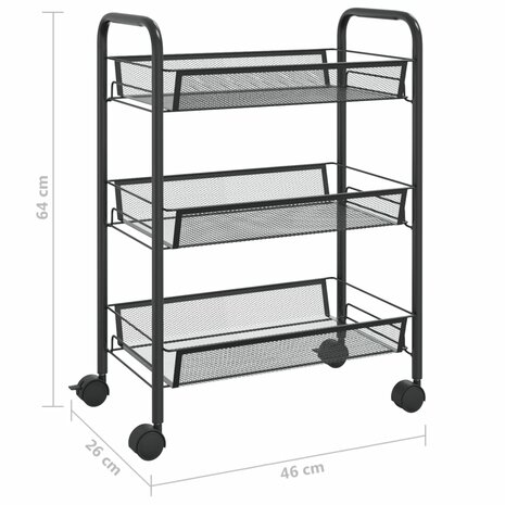 Keukentrolley 3-laags 46x26x64 cm ijzer zwart 7