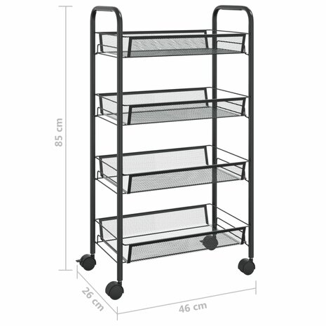 Keukentrolley 4-laags 46x26x85 cm ijzer zwart 7