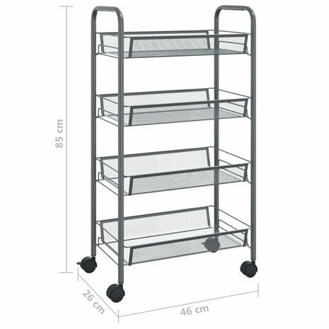 Keukentrolley 4-laags 46x26x85 cm ijzer grijs 7