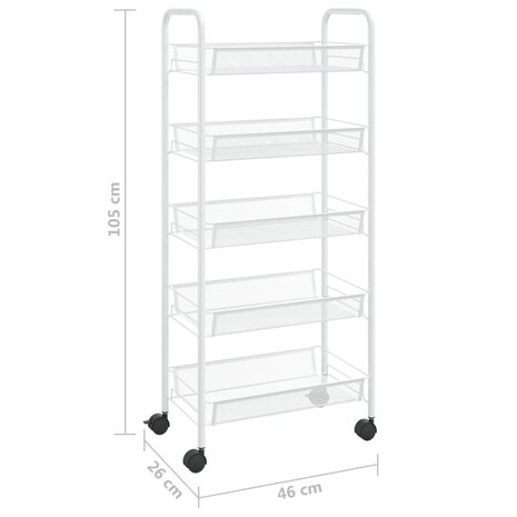 Keukentrolley 5-laags 46x26x105 cm ijzer wit 7