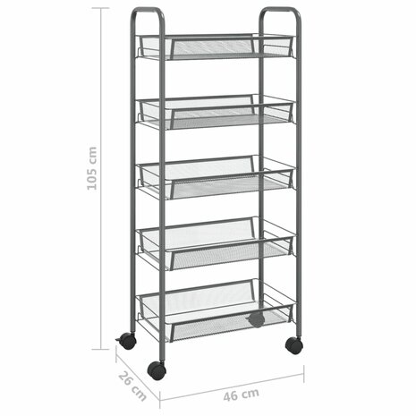 Keukentrolley 5-laags 46x26x105 cm ijzer grijs 7