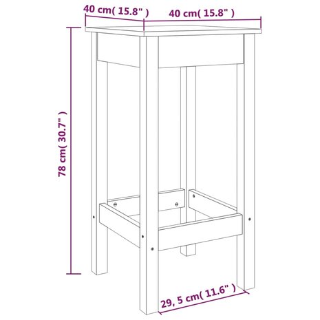 Barstoelen 2 st 40x40x78 cm massief grenenhout zwart 6