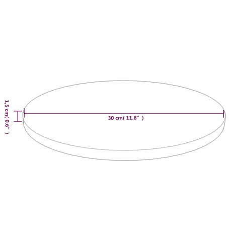 Tafelblad rond Ø30x1,5 cm bewerkt massief eikenhout lichtbruin 4