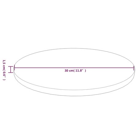 Tafelblad rond Ø30x1,5 cm bewerkt massief eikenhout donkerbruin 4