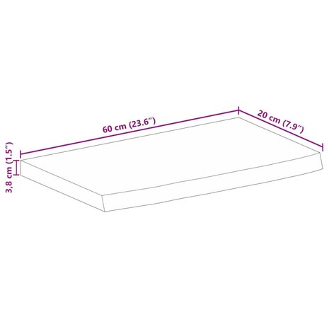 Tafelblad met natuurlijke rand 60x20x3,8 cm massief mangohout 9