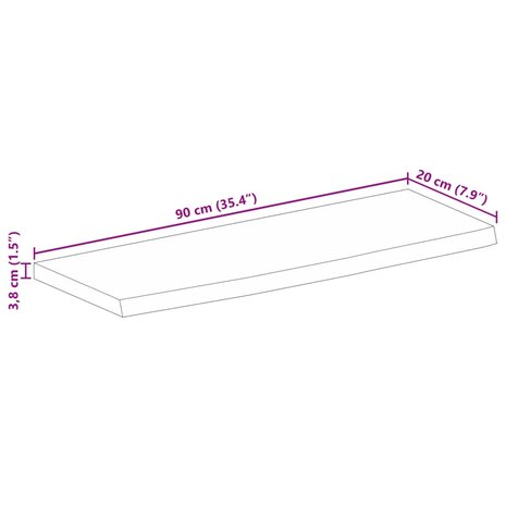 Tafelblad met natuurlijke rand 90x20x3,8 cm massief mangohout 9