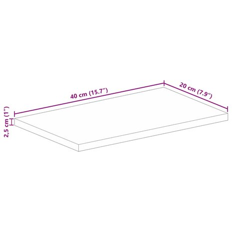 Tafelblad rechthoekig 40x20x2,5 cm massief gerecycled hout 9