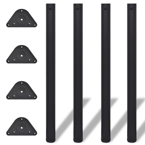 Tafelpoten in hoogte verstelbaar zwart 870 mm 4 st 1