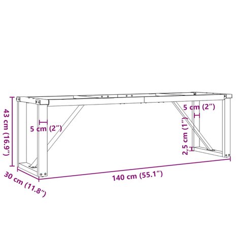 Salontafelpoten O-frame 140x30x43 cm gietijzer 9