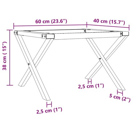 Salontafelpoten X-frame 60x40x38 cm gietijzer 9