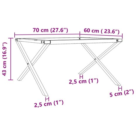 Salontafelpoten X-frame 70x60x43 cm gietijzer 9