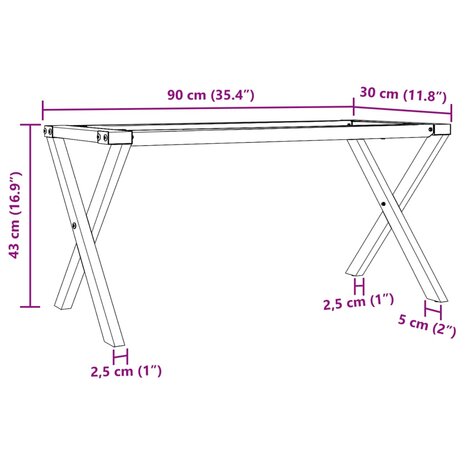 Salontafelpoten X-frame 90x30x43 cm gietijzer 9