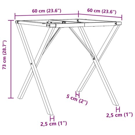 Eettafelpoten X-frame 60x60x73 cm gietijzer 9