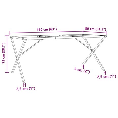 Eettafelpoten X-frame 160x80x73 cm gietijzer 9