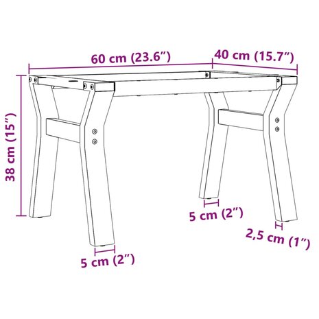 Salontafelpoten Y-frame 60x40x38 cm gietijzer 9