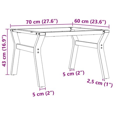 Salontafelpoten Y-frame 70x60x43 cm gietijzer 9