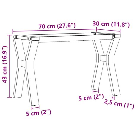 Salontafelpoten Y-frame 70x30x43 cm gietijzer 9