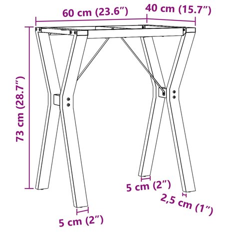 Eettafelpoten Y-frame 60x40x73 cm gietijzer 9