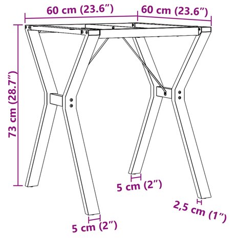 Eettafelpoten Y-frame 60x60x73 cm gietijzer 9