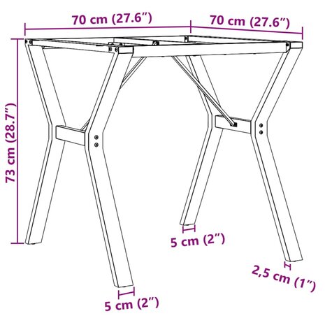 Eettafelpoten Y-frame 70x70x73 cm gietijzer 9