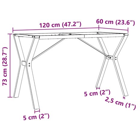 Eettafelpoten Y-frame 120x60x73 cm gietijzer 9