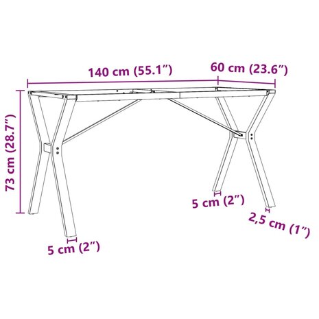 Eettafelpoten Y-frame 140x60x73 cm gietijzer 9