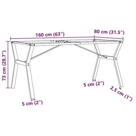 Eettafelpoten Y-frame 160x80x73 cm gietijzer 9