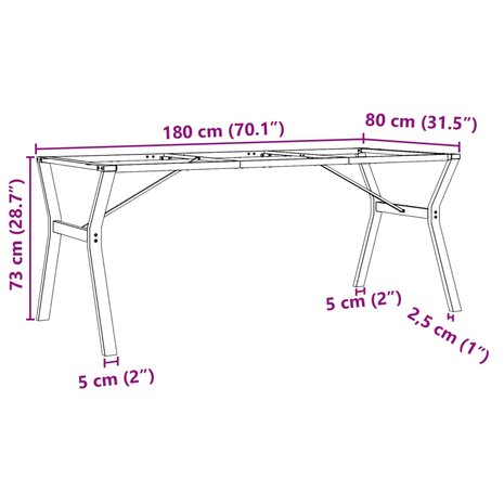 Eettafelpoten Y-frame 180x80x73 cm gietijzer 9