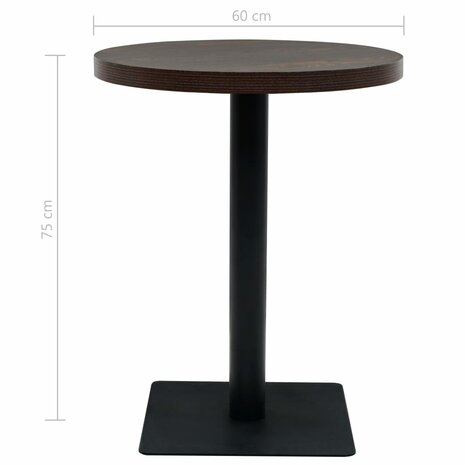 Bistrotafel rond 60x75 cm MDF en staal donker essenkleur  6