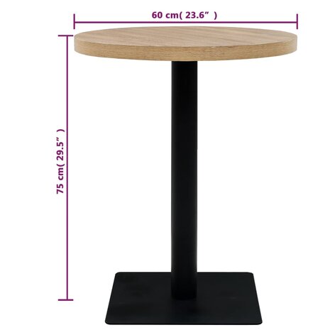 Bistrotafel rond 60x75 cm MDF en staal eikenkleur 6