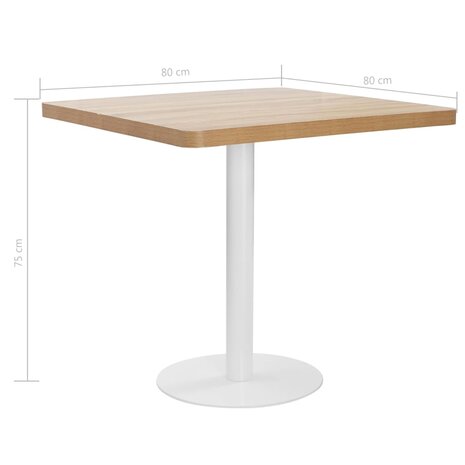 Bistrotafel 80x80 cm MDF lichtbruin 6