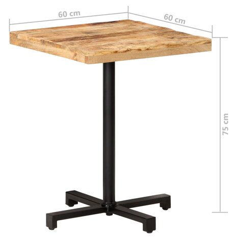 Bistrotafel vierkant 60x60x75 cm ruw mangohout 6