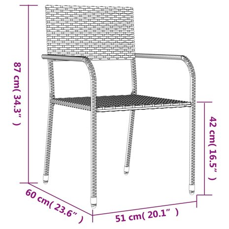 3-delige Tuinset poly rattan en staal grijs en zwart 12