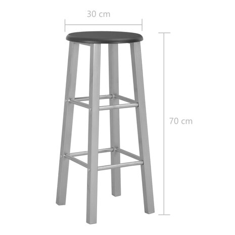 3-delige Barset hout en staal zwart 11