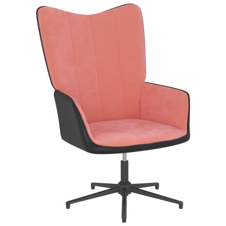 Relaxstoel met voetenbank fluweel en PVC roze 5