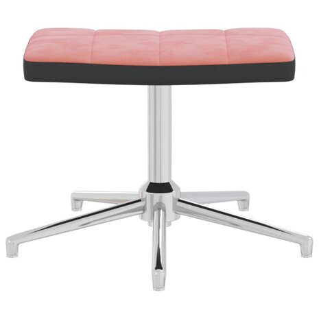 Relaxstoel met voetenbank fluweel en PVC roze 7